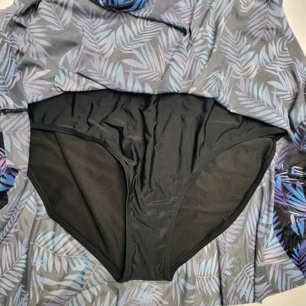 NWT Sothea Plus Size 20W One Piece Swim Dress Black Tummy Control Swimwear - Picture 5 of 9